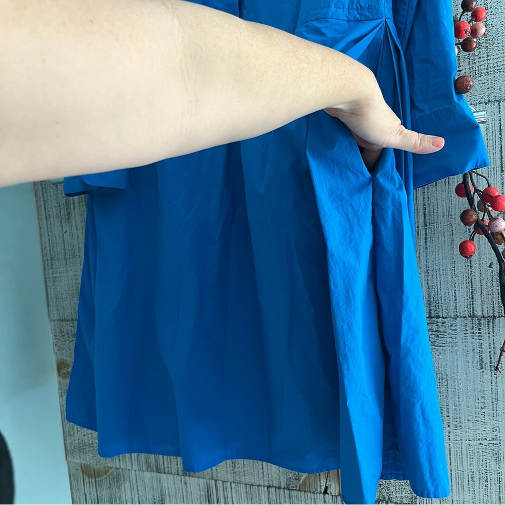 COS Community Of Style Pleated Cotton
Shirtdress Long Sleeve Royal Blue Size 14 - Picture 5 of 8